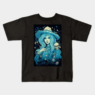 Beautiful witch with skull Kids T-Shirt